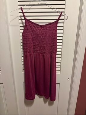 Smocked Cami Tank Top Burgundy Flowy Babydoll/ Large